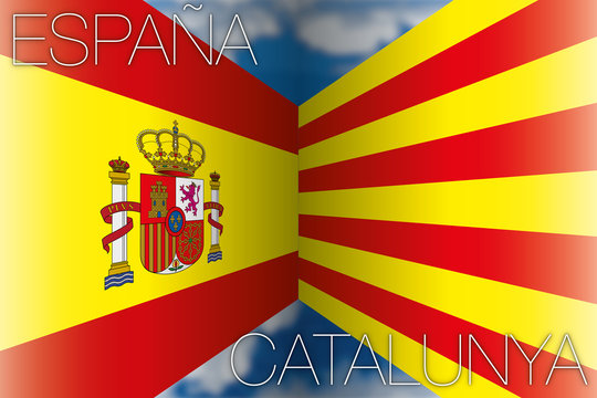 spain vs catalonia flags