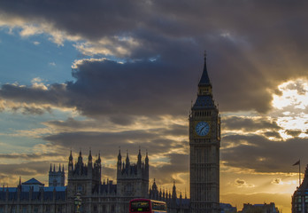 Sunset at the big ben in London