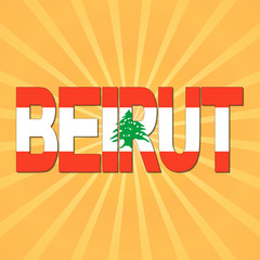 Beirut flag text with sunburst illustration