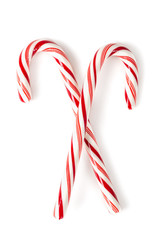 Christmas candy canes isolated on white.