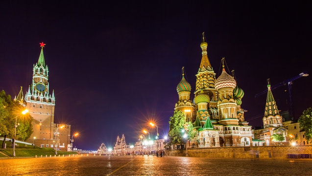 Saint Basil Cathedral and Kremlin in Moscow