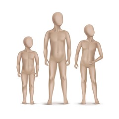 Obraz premium Set of Three Child Mannequins Isolated on White