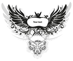 Grunge wings isolated on white, vector