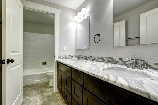 Bathroom vanity cabinet with  white granite top
