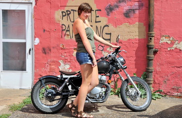 Fototapeta na wymiar Female biker.