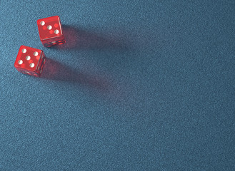 Red Dice Blue Table. Clipping path included.