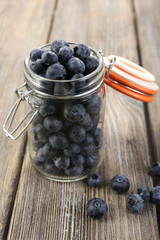 Fresh blueberries on wooden table