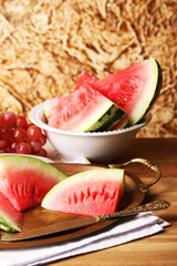 Composition of ripe watermelon, fruits