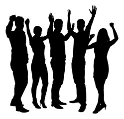 Silhouette Business People With Arms Raised