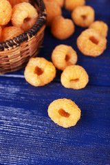 Raspberries in wicker basket closeup