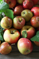 Juicy apples in box, close-up