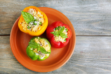 Peppers prepared for cooking stuffed paprika with meat and