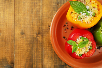 Peppers prepared for cooking stuffed paprika with meat and