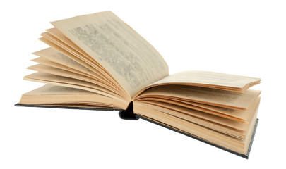 Opened book isolated on white