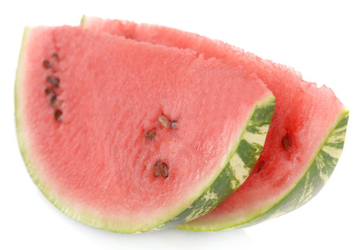 Slices of watermelon isolated on white