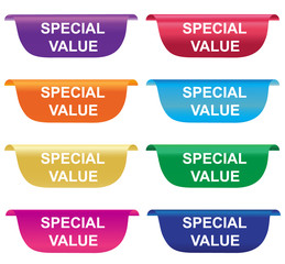 Special value, tag, label, badge, sign, horizontal