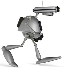 old robot walking