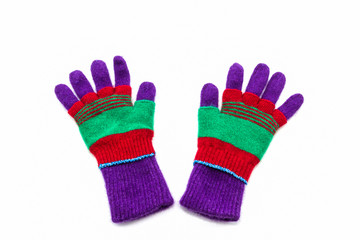 Colorful woolen glove of children.