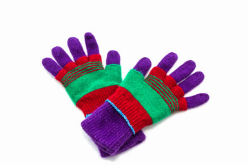 Colorful woolen glove.