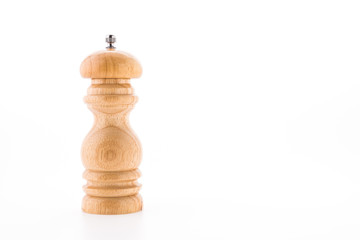 Black pepper wood bottle isolated on white background