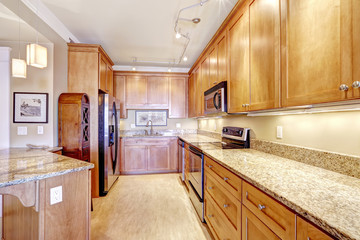 Modern kitchen with granite tops and island