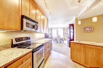 Modern kitchen with granite tops and island
