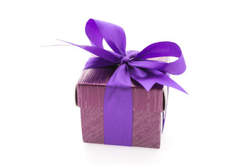 Purple gift box isolated on white background