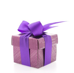 Purple gift box isolated on white background