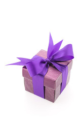 Purple gift box isolated on white background