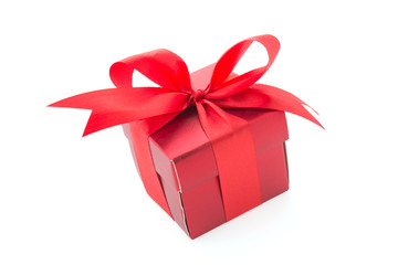 Red gift box isolated on white background