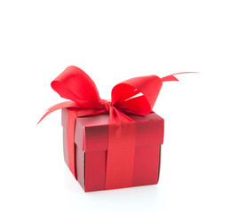 Red gift box isolated on white background
