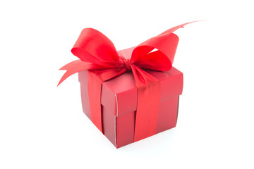 Red gift box isolated on white background