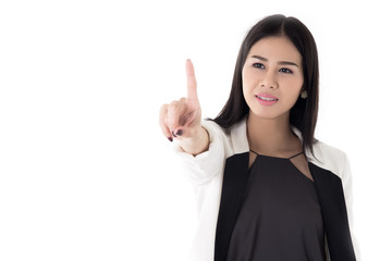 Beautiful woman touching screen