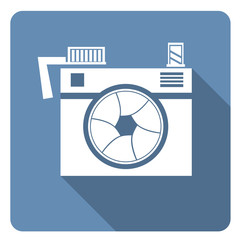 Hipster photo or camera icon with long shadow