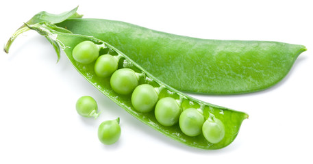 Fresh peas are contained within a pod.