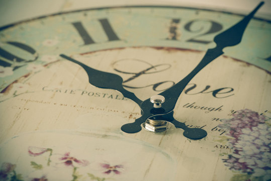 vintage color clock and focus on moving clockwise