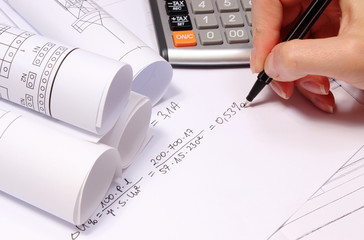 Rolled diagrams, calculator and mathematical calculations
