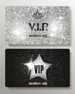 Silver VIP cards with texture background