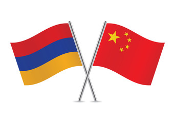 Armenian and Chinese flags. Vector illustration.