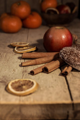 festive christmas background with fruit frame