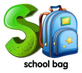 A letter S for school bag
