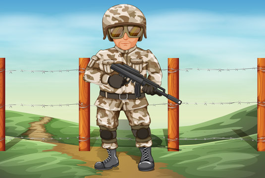 A soldier holding a gun