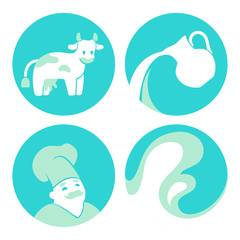 set of milk icons