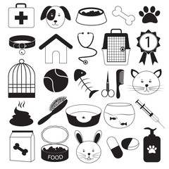 Veterinary Clinic and Pet Icons Set