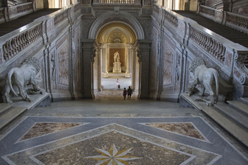 Caserta Royal Palace, honour Grand Staircase - obrazy, fototapety, plakaty