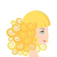 Beautiful woman with curly blond hair