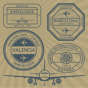 Travel stamps set, vector illustration