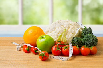 Healthy organic vegetables on wooden table