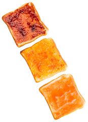 Mix fruit, blueberry, orange fruit jam spread on bread toast