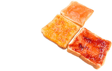 Mix fruit, blueberry, orange fruit jam spread on bread toast